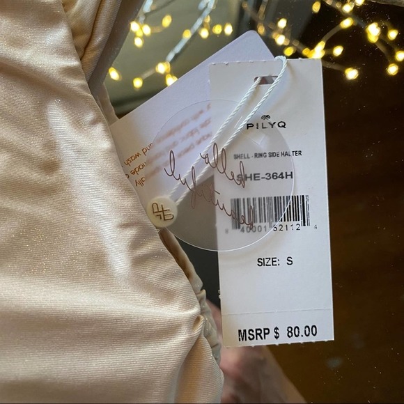 PilyQ metallic shimmery cream bikini top Sz S - Picture 5 of 7